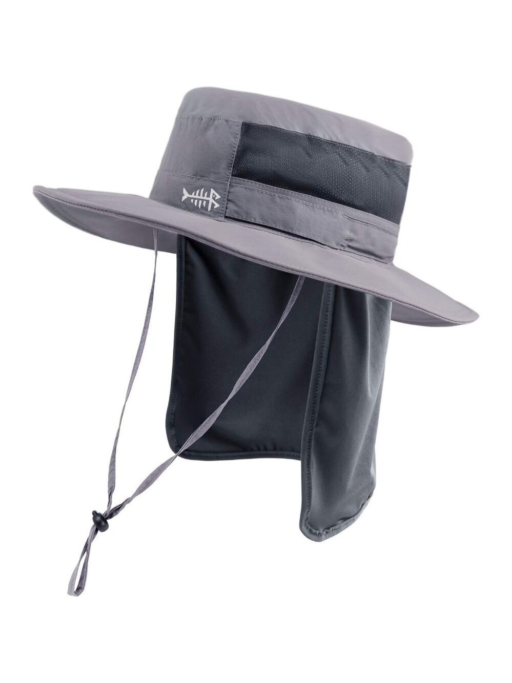 Unisex Light Grey 100% Nylon Wide Brim Mesh Vent With Neck Flap Cowboy Hat